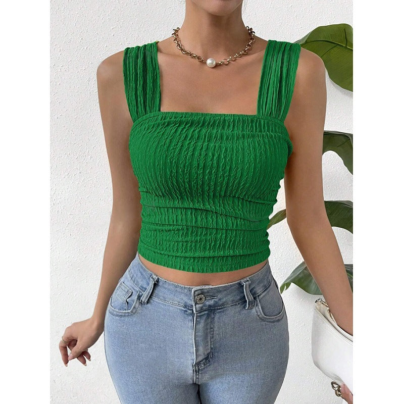Women's Fashion Sleeveless Square Collar Shoulder Strap Vests