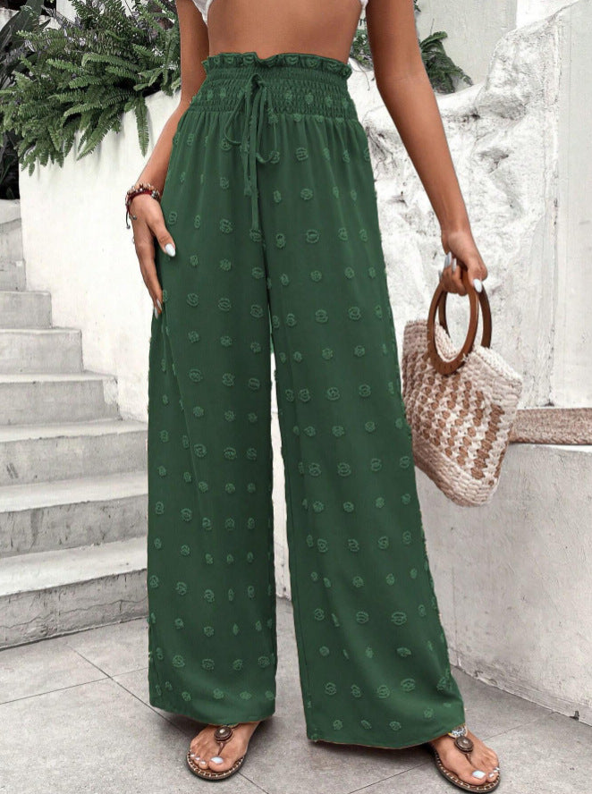 Women's High Waist Jacquard Wide Leg Trousers Pants