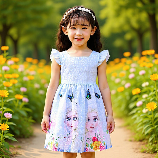Children's Summer Thin Princess Elsa Fresh Frozen Cool Children's Dress