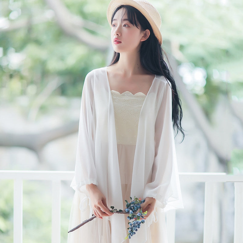 Women's Sun Protection Long-sleeved Summer Thin Trendy Lace Shirt, Chiffon Shirt
