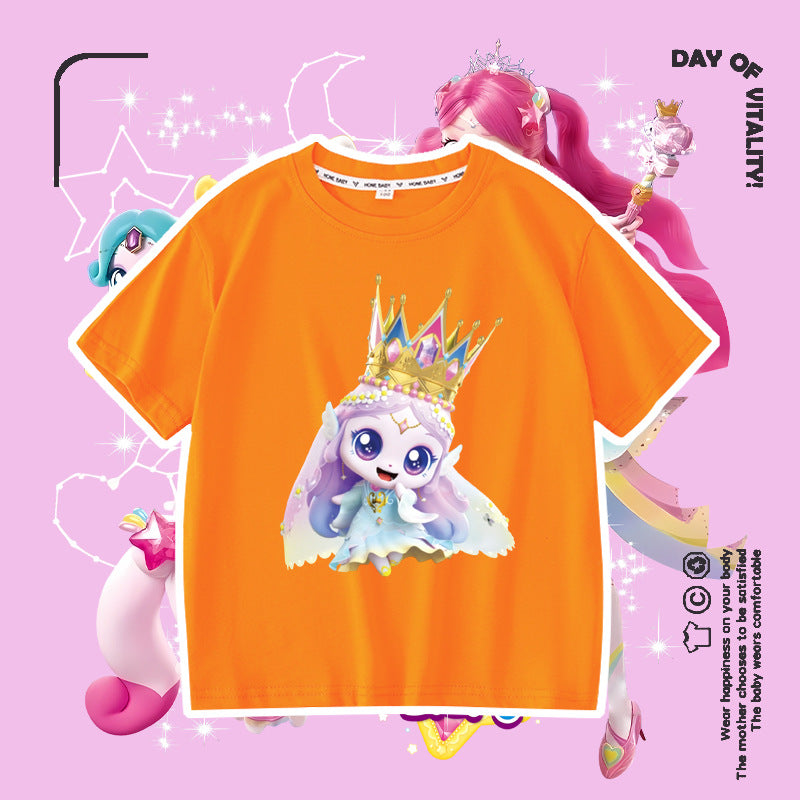 Short Sleeve Summer Fashionable Round Neck Cotton Children's T-shirt