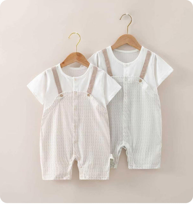 Summer Born Clothes Boy Short Sleeve Jumpsuit, Climbing Suit