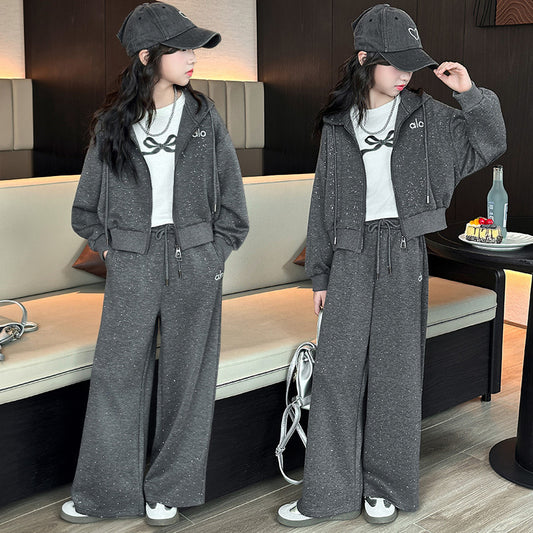 Style Starry Brick Feeling Fried Street Leisure Sports Baggy Coat Children's Suit