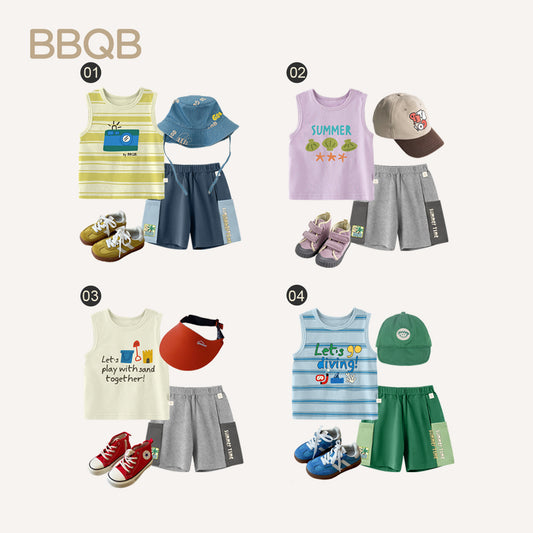 Children's Summer Vest Cool Sleeveless Top Round Neck Cartoon Children's T-shirt