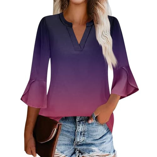 Women's Shirt Petal Sleeve Fashion Printed Loose Blouse