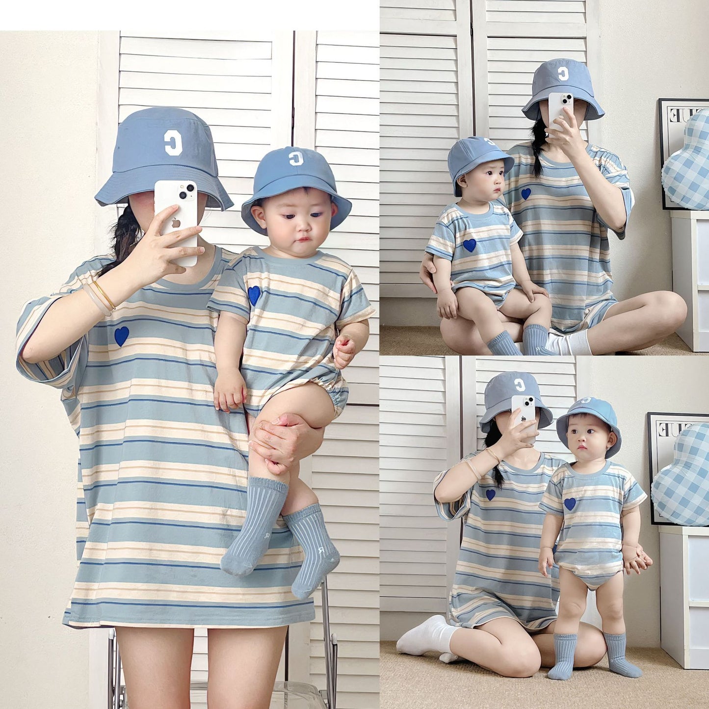 Family Of Three Clothes Striped Summer Parent-child Outfit