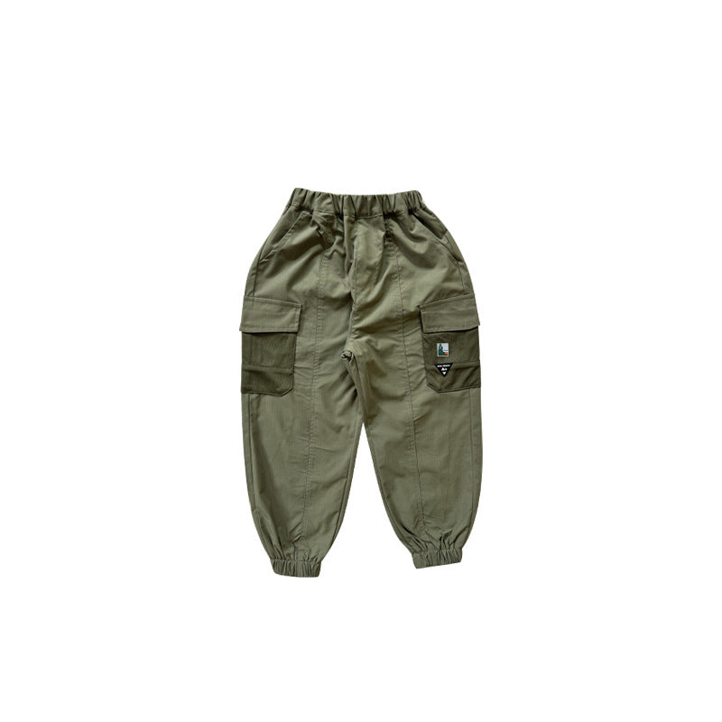 Children's Trousers Spring Contrast Color Pocket Teens Children's Pants