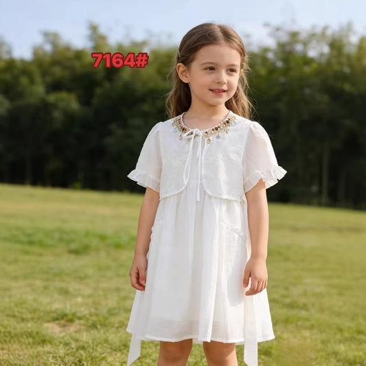 Children's Ethnic Style White Body Strap Braces Children's Dress