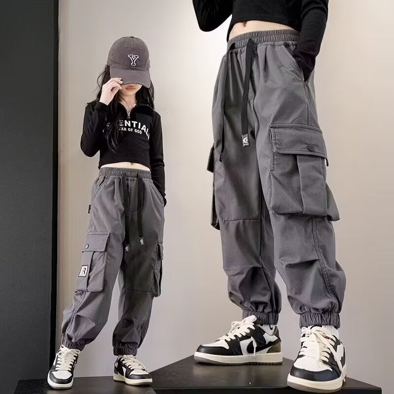Children's Pocket Overalls Drawstring Loose Trousers Casual Western Children's Pants