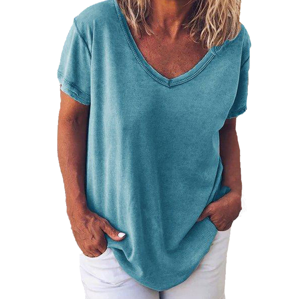 Women's Summer Loose Casual Fashion Simple Solid Color Women's T-shirt