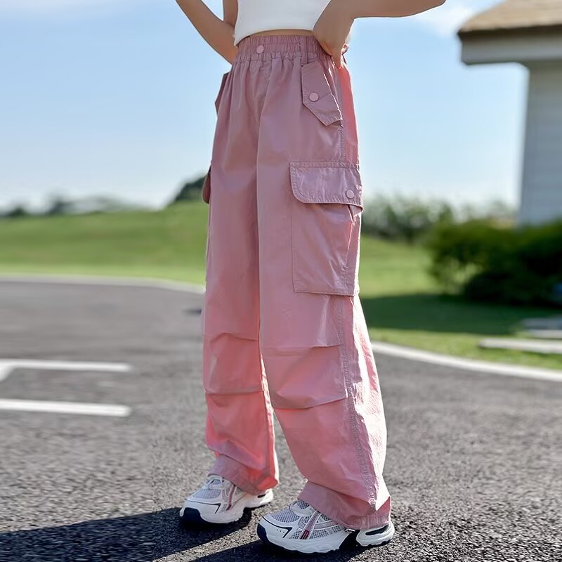 Children's Overalls Thin Casual Middle Big Summer Straight Children's Pants