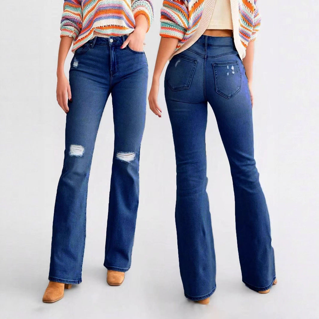 Women's Ripped Embroidered Denim Skinny Fashion Slim Jeans