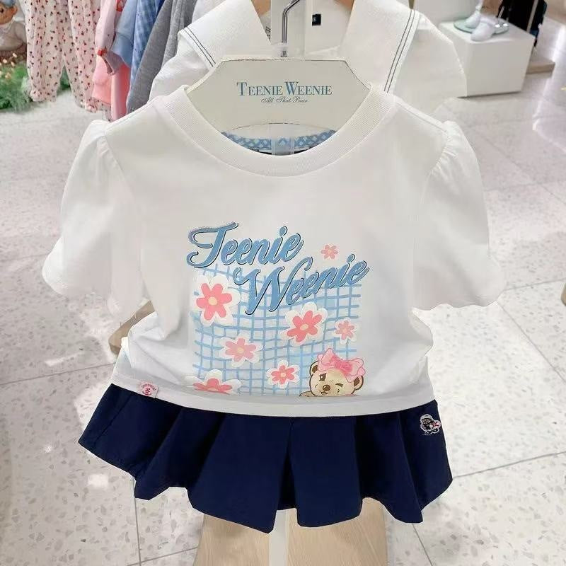 Style Little Bear Flower Print Pure Soft Moisture Absorption Breathable Children's T-shirt