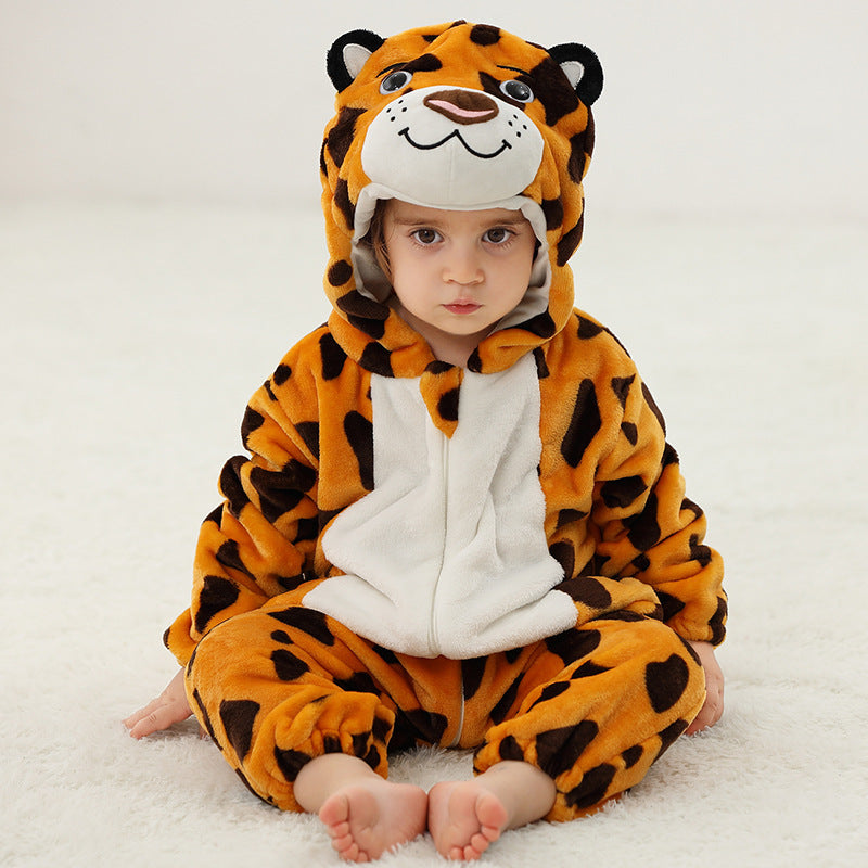 Children's Flannel Romper Pajamas Class Animal Jumpsuit Jumpsuit, Climbing Suit