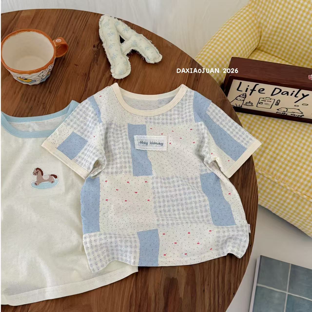 Children's Short-sleeved Summer Breathing Hole Cotton Cartoon Printed Two-piece Children's T-shirt