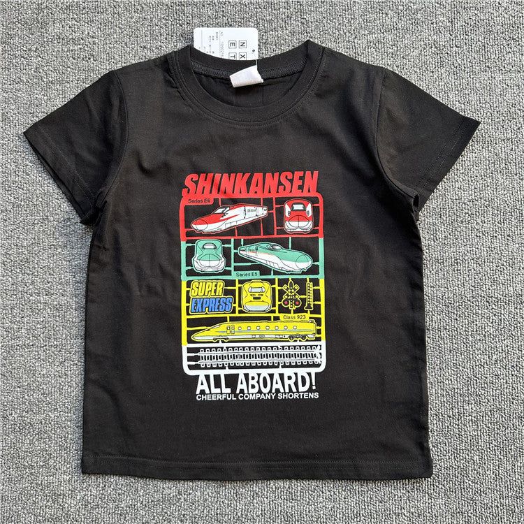 Children's Single Tram Series Short-sleeved Clothing Children's T-shirt