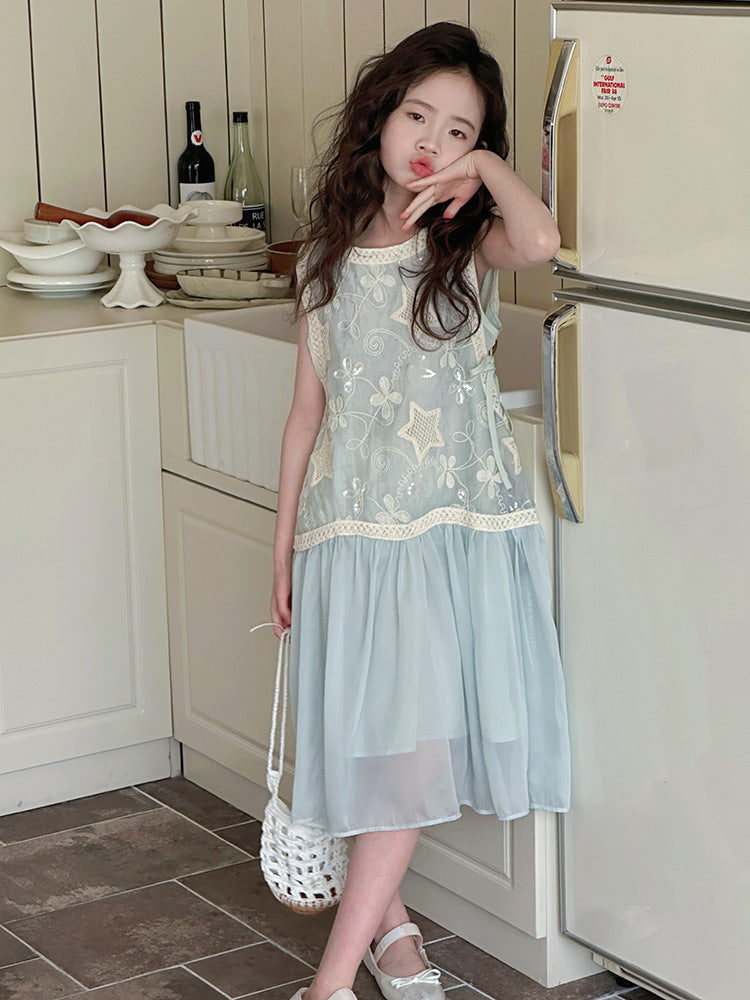 Fake Two-piece Princess Medium Big Lightweight Children's Dress