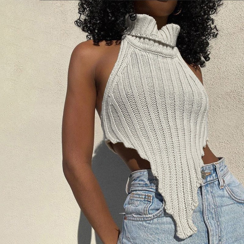 Women's Irregular Backless Woolen Can Wear Outside Small Vest/suspenders/tube Top