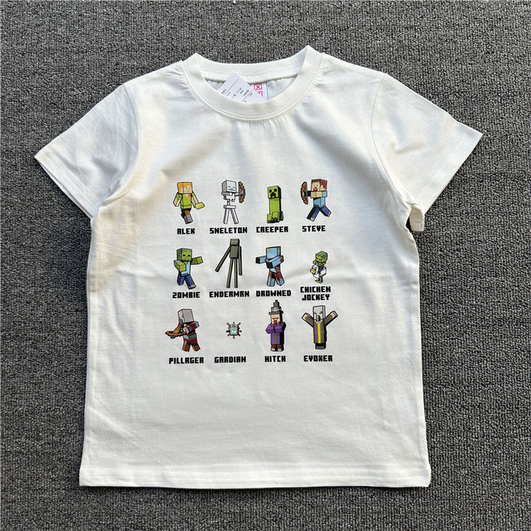 Children's Daily Order Summer My World Game Theme Short-sleeved Can Match Children's T-shirt