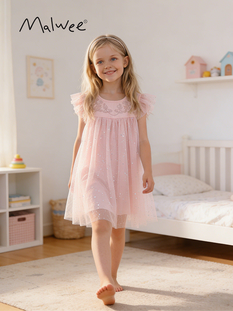 Princess Summer Round Neck Gauze Cute Children's Dress