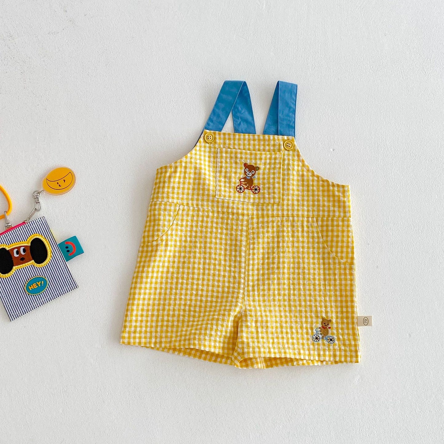 Children's No Plaid Suspender Summer Korean Contrast Color Bear Children's Pants