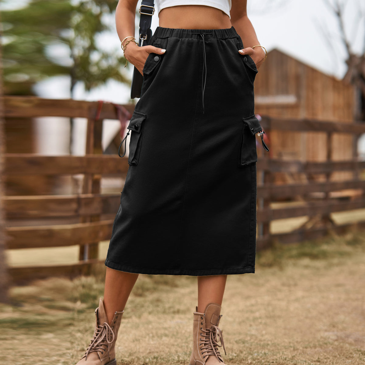 New Graceful Glamorous Women's Drawstring Denim Skirt