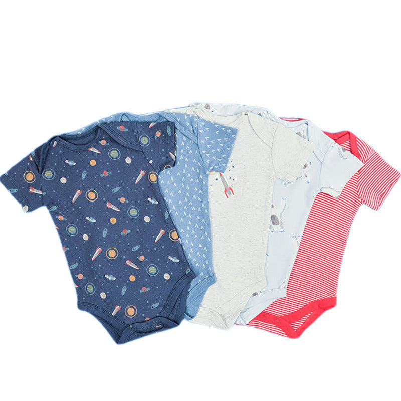 Class Jumpsuit Pure Cotton Summer Short-sleeved Clothes Born Thin Jumpsuit, Climbing Suit