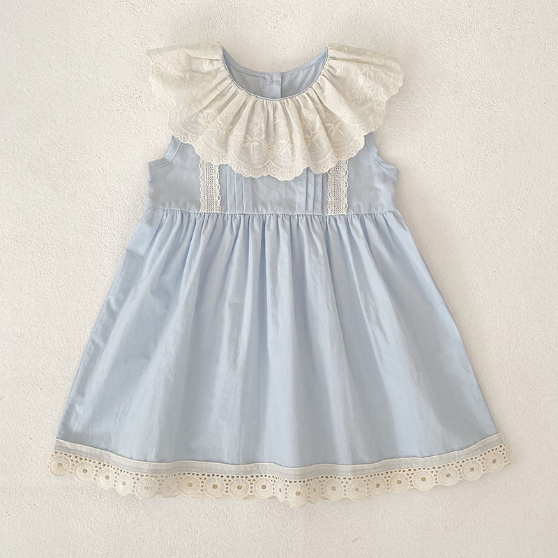 Summer Sleeveless Lace Collar Romper Fashionable Children's Dress
