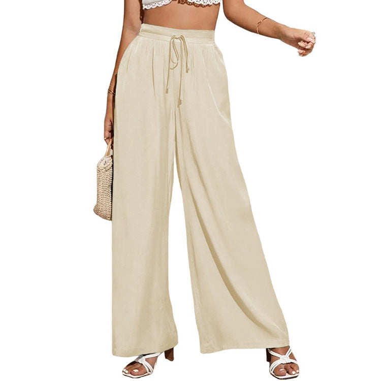 Women's High Waist Trousers Pure Color Elastic Casual Pants