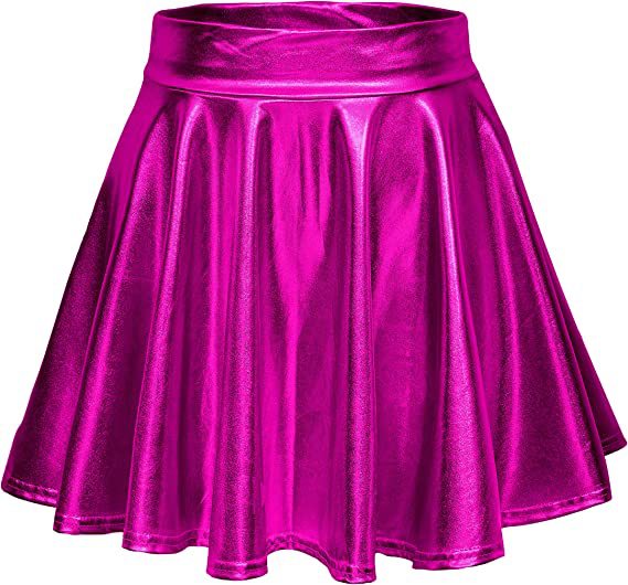 Sexy Performance Stage Leather Glossy Pleated A- Skirt