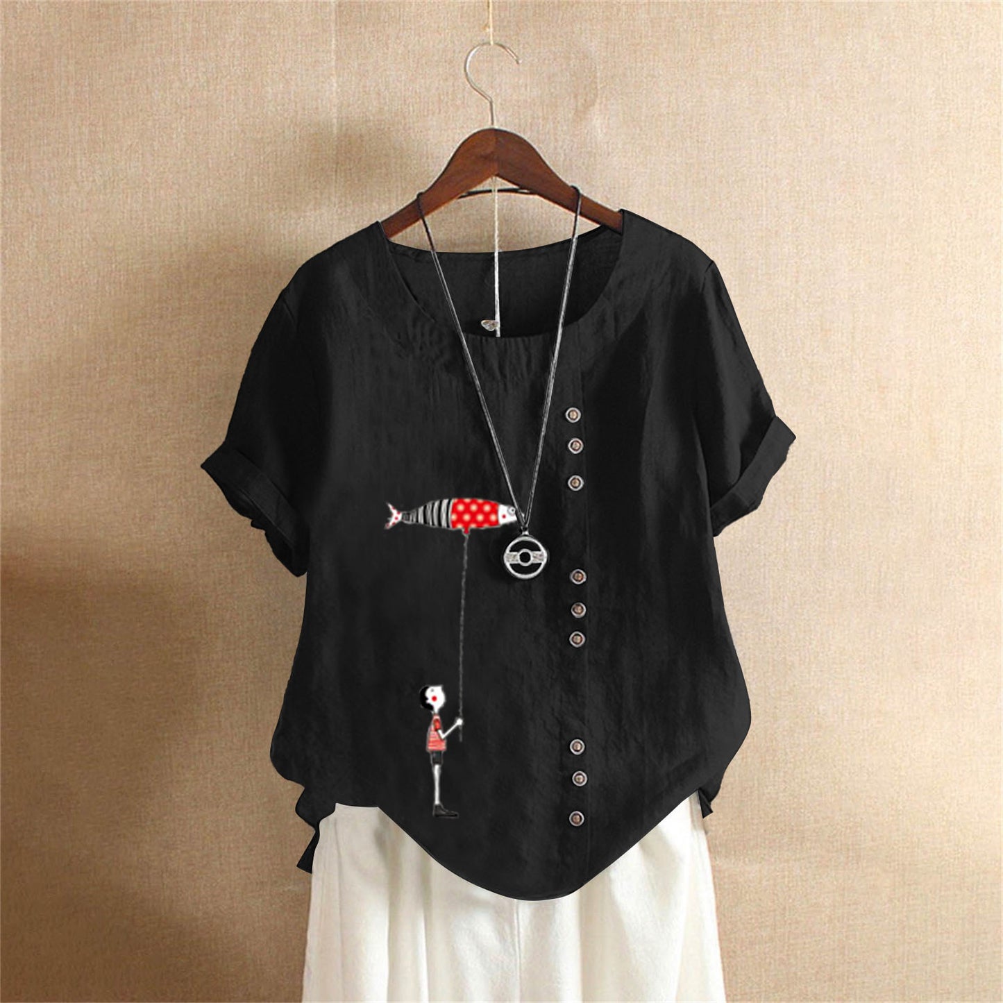 Women's Summer Retro Large Casual Loose Cotton Linen Shorts