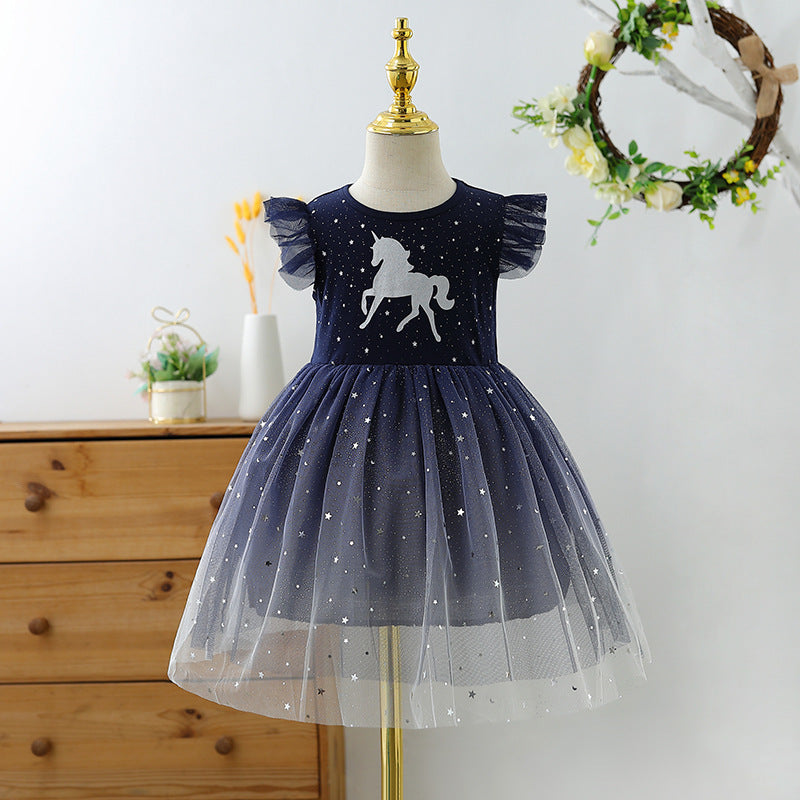 Children's Fashionable Summer Skirt Little Short Sleeve Princess Cotton Clothing Children's Dress