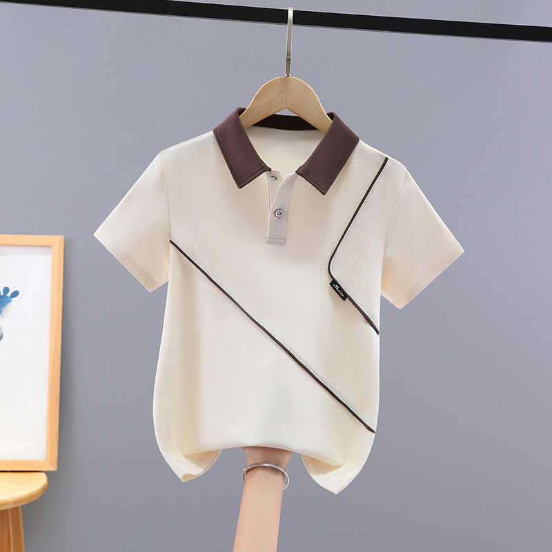 Children's Short-sleeved Cotton Lapel Half Sleeve Summer Shirt Children's T-shirt