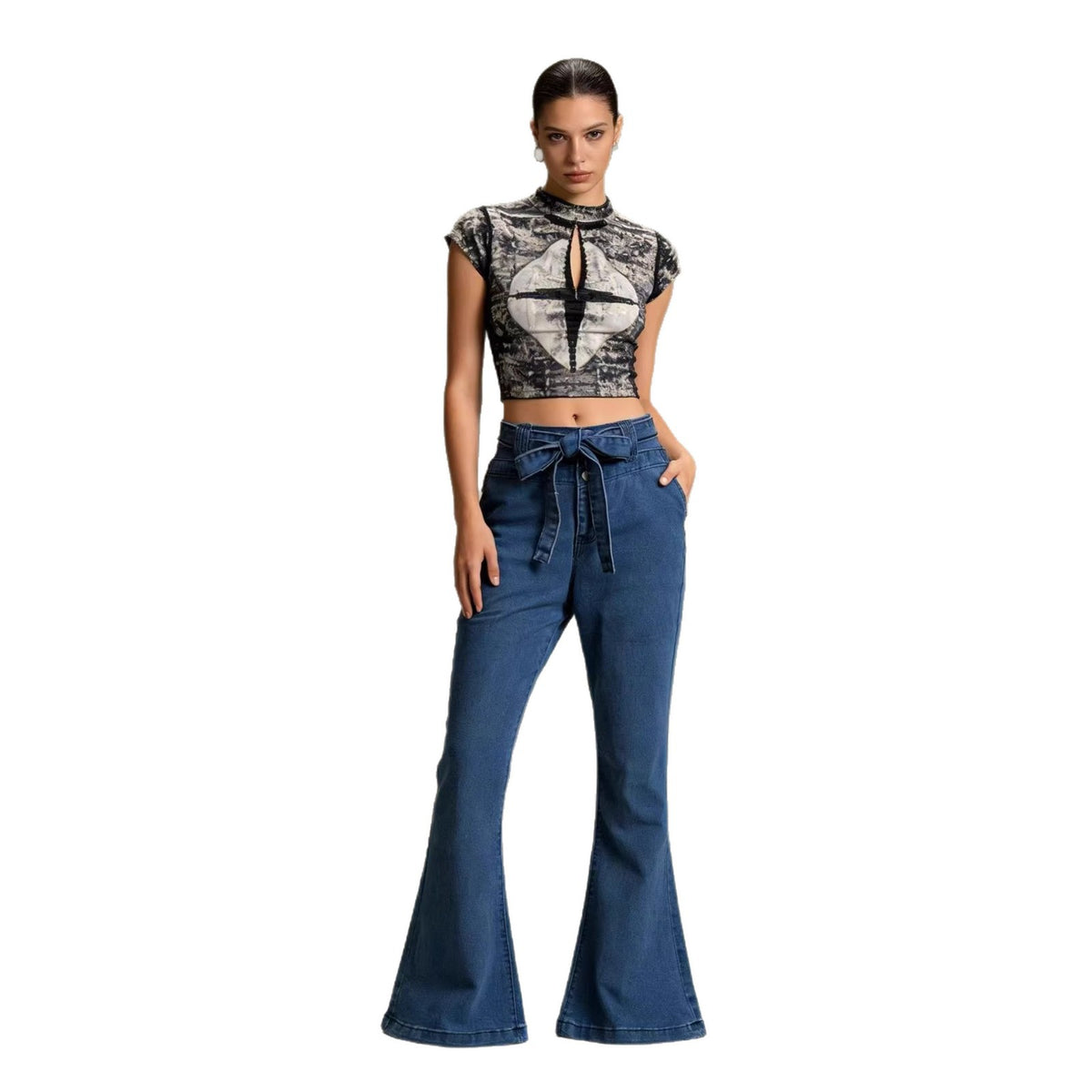 Women's Source High Waist Hip Lift Wide Women's Jeans