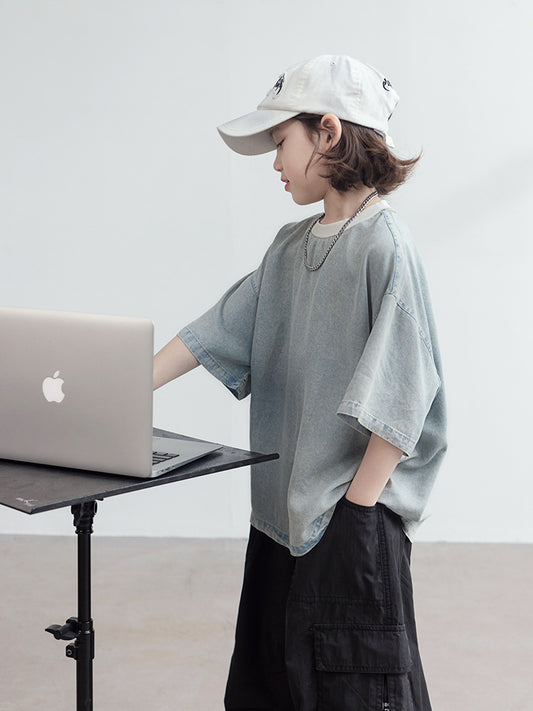 Children's Short-sleeved Summer Thin Casual Loose Half-sleeve Top Big Clothes Children's T-shirt