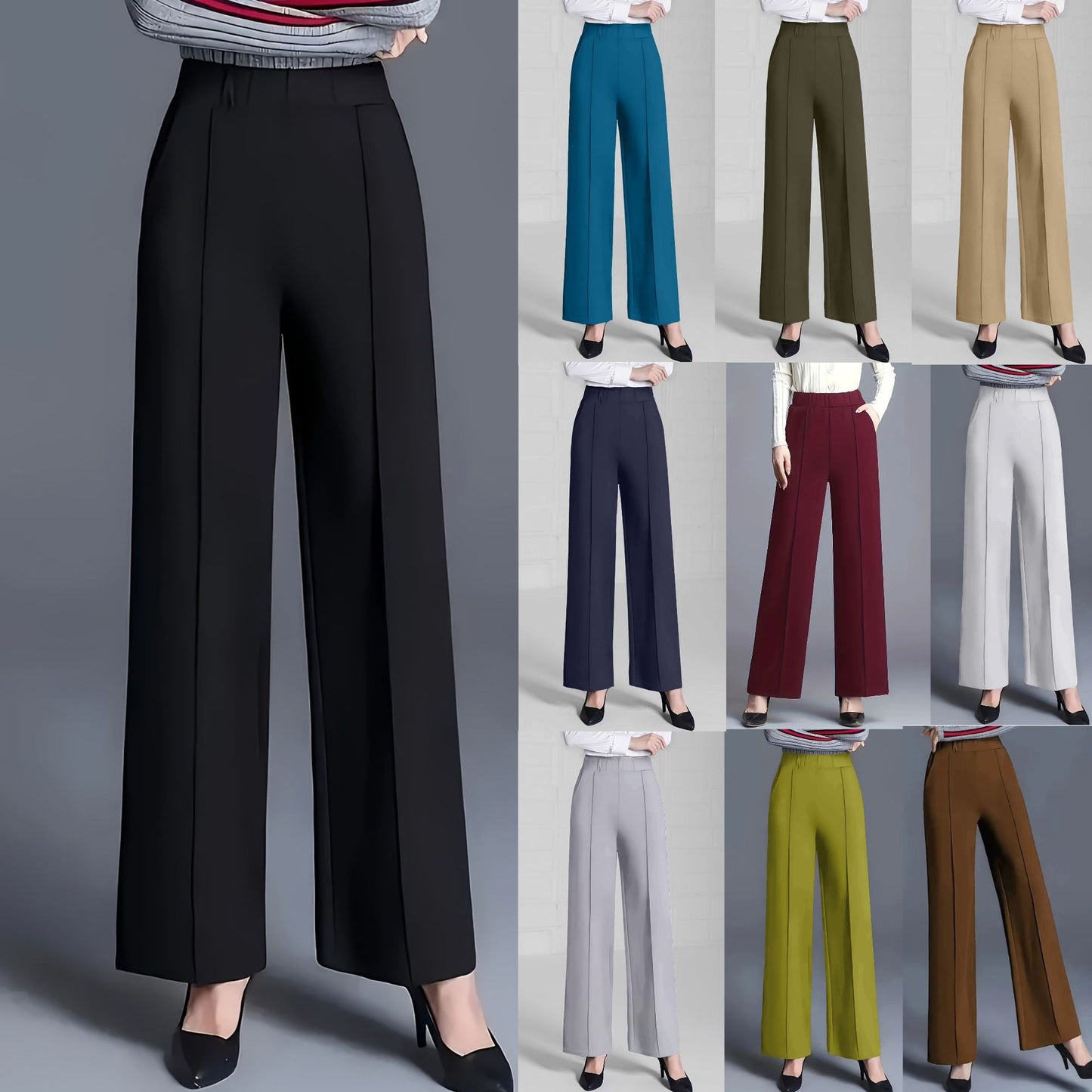 Graceful Women's High Waist Loose Slimming Casual Pants