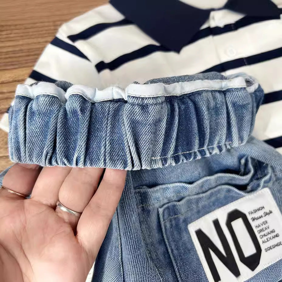 Children's Summer Clothing Washed Soft Denim Cropped Children's Pants
