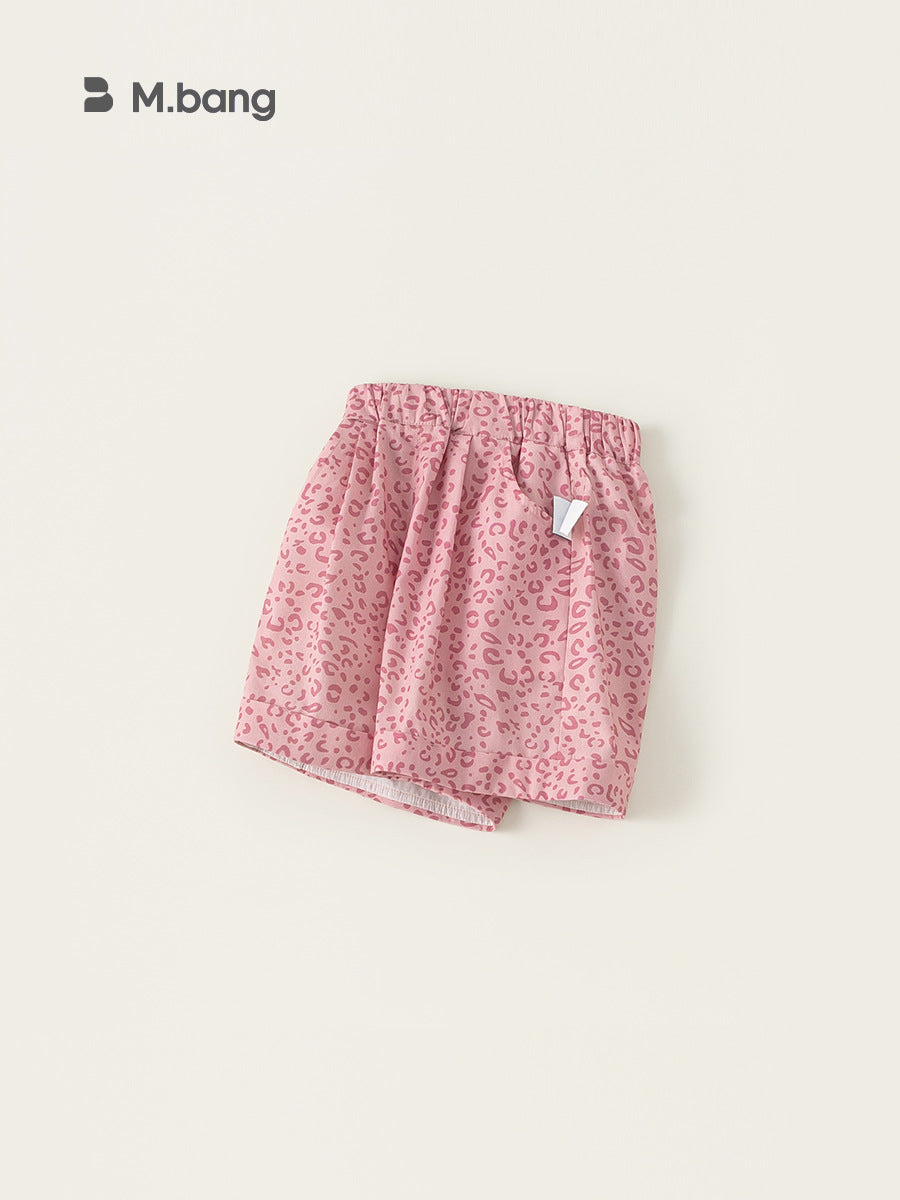 Children's Pink Leopard Print Hot Loose Fashionable Outer Children's Pants
