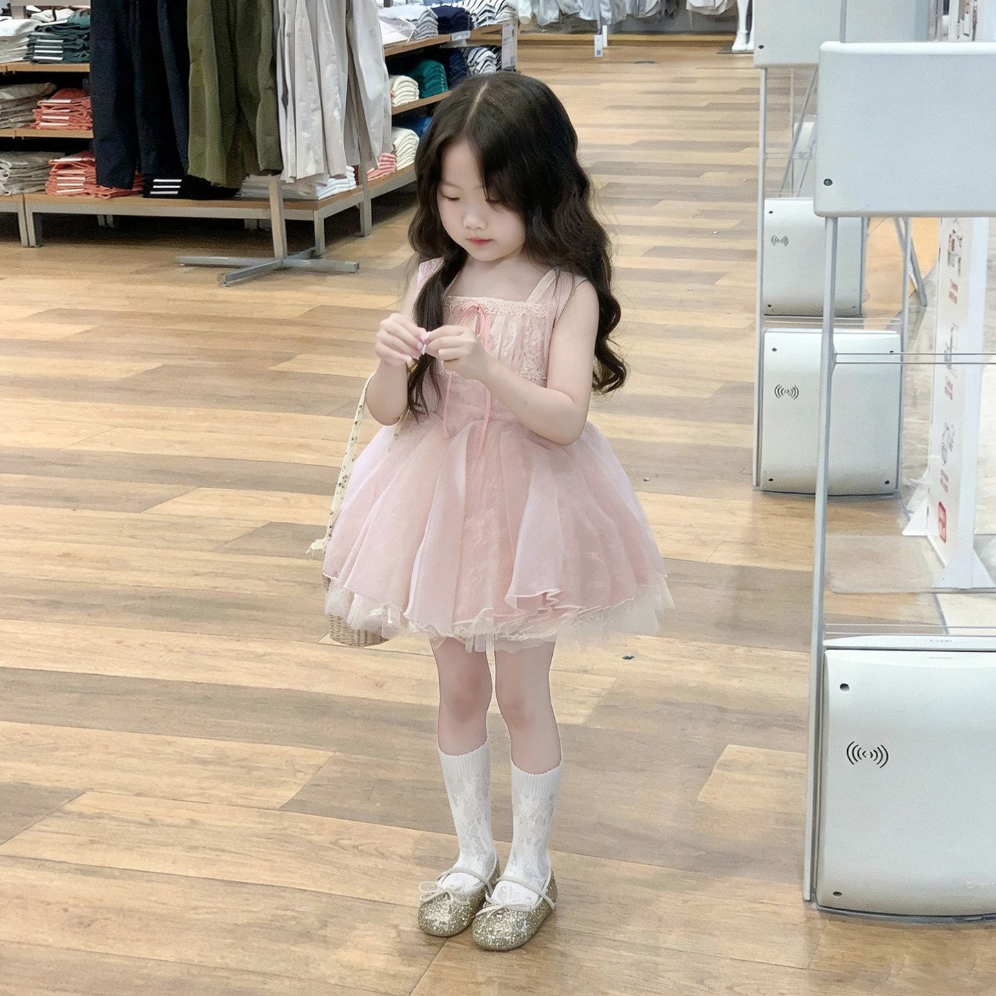 Children's Sling Lolita Dresses Summer Princess Mesh Pettiskirt One Year Children's Dress
