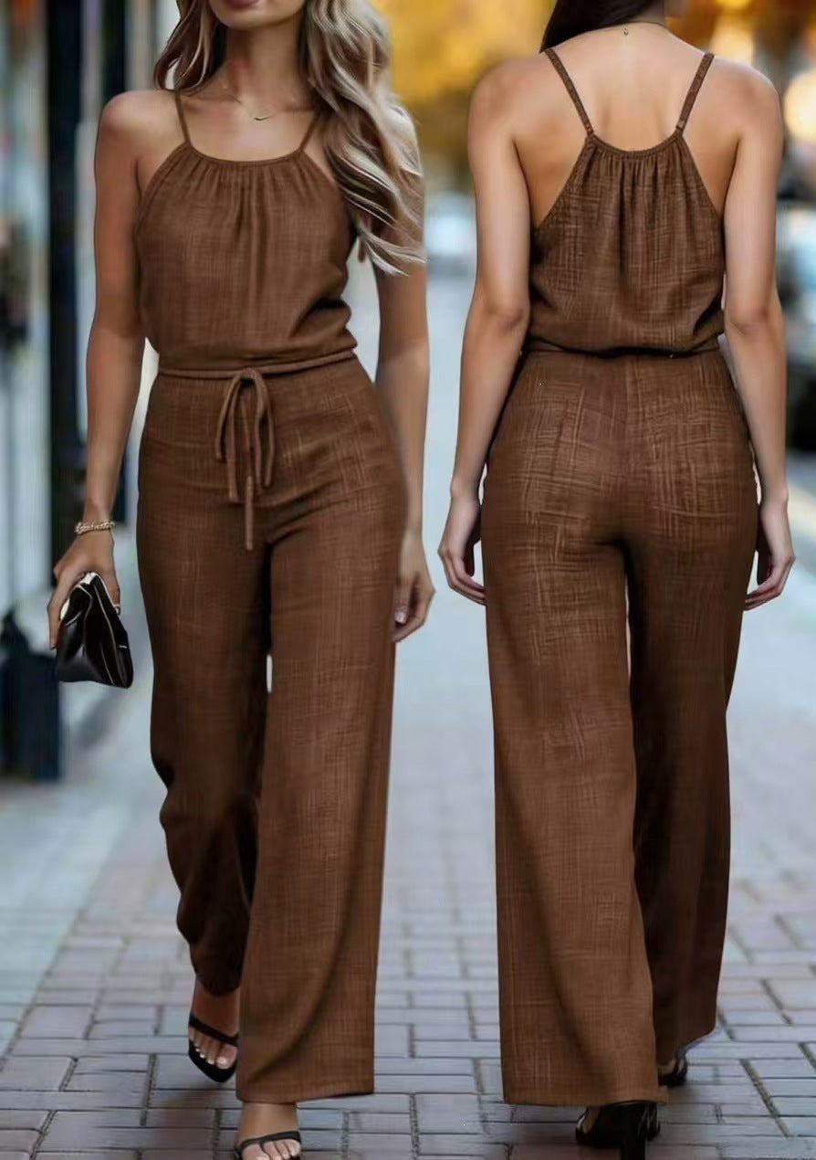 Texture Sling Cinched Drawstring Design Drape Fashion Casual Suit