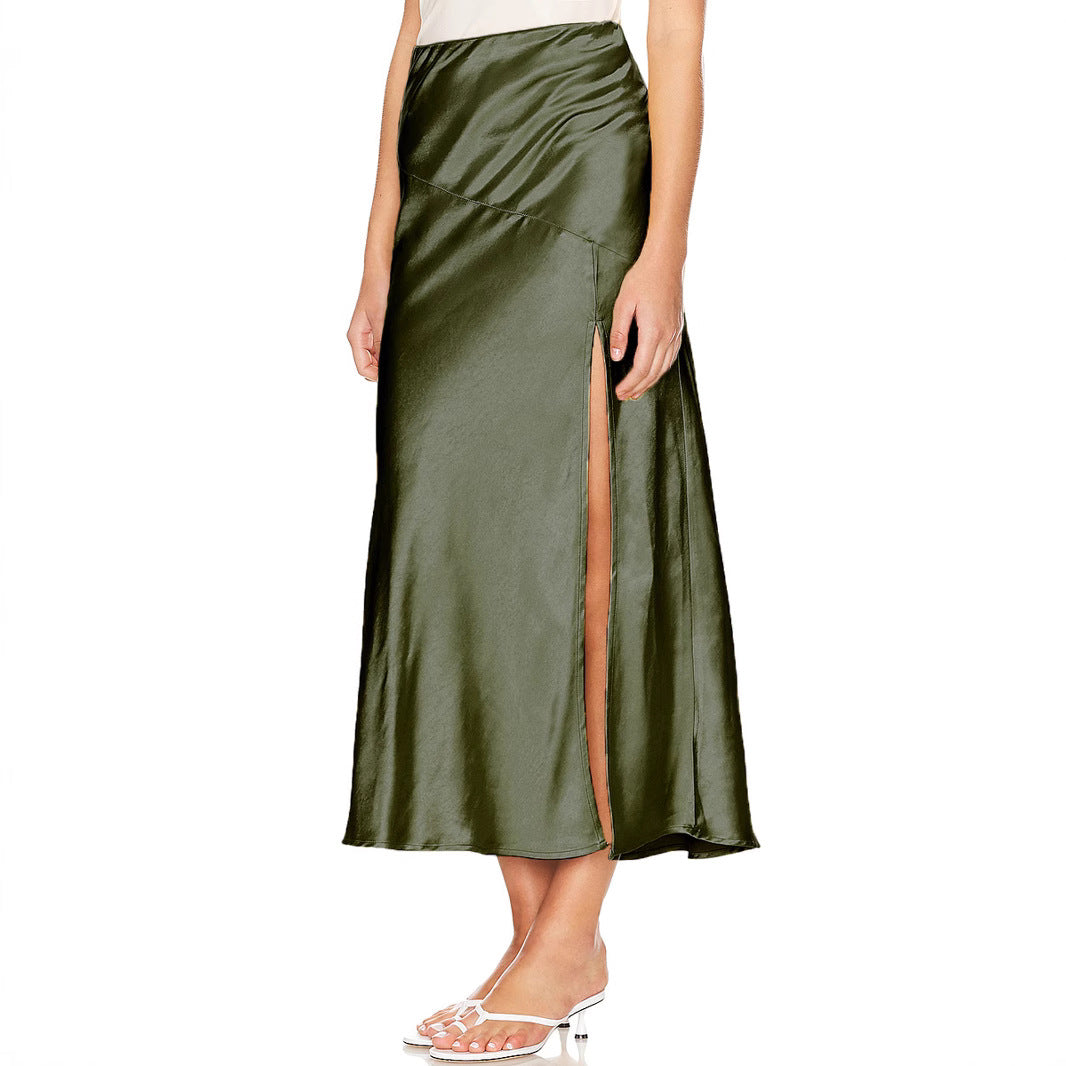 Women's Elastic Split Long Sexy Patchwork Hip Skirts