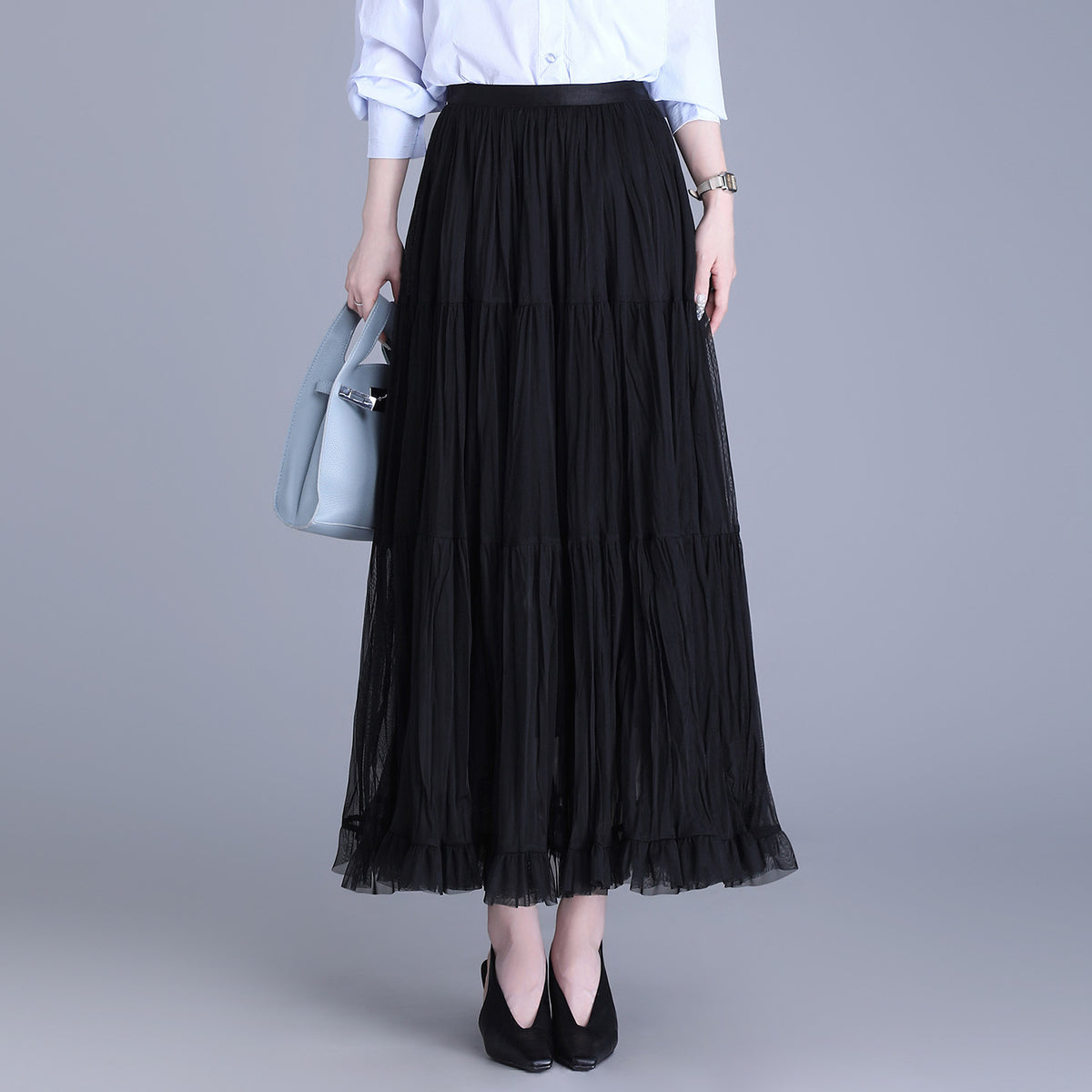 Women's High Waist A- Line Slimming Cover Long Dress Skirt