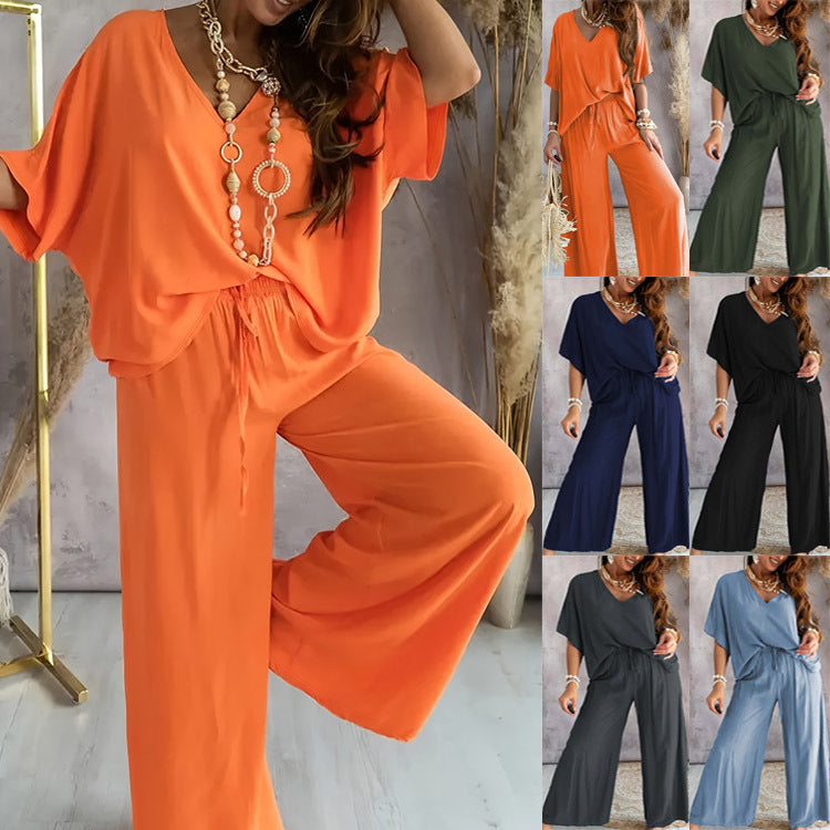 Popular Women's Collar Batwing Sleeve Loose Fashion Casual Suit