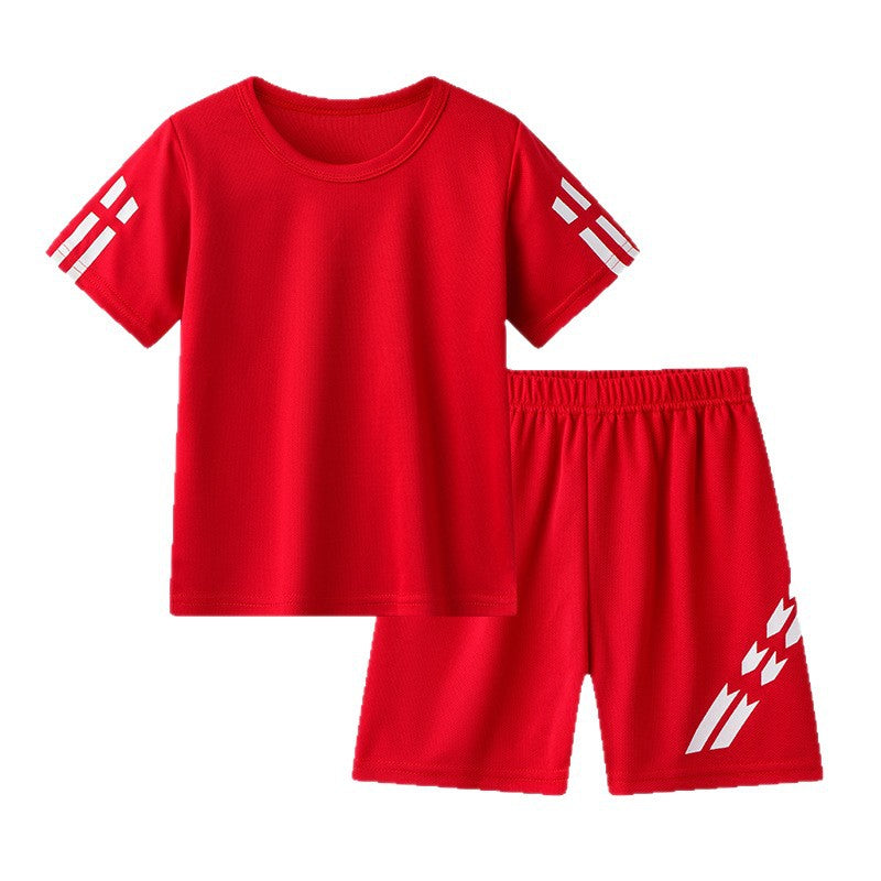 Short-sleeved T-shirt Set Medium Small Boys Leisure Loose Children's Suit