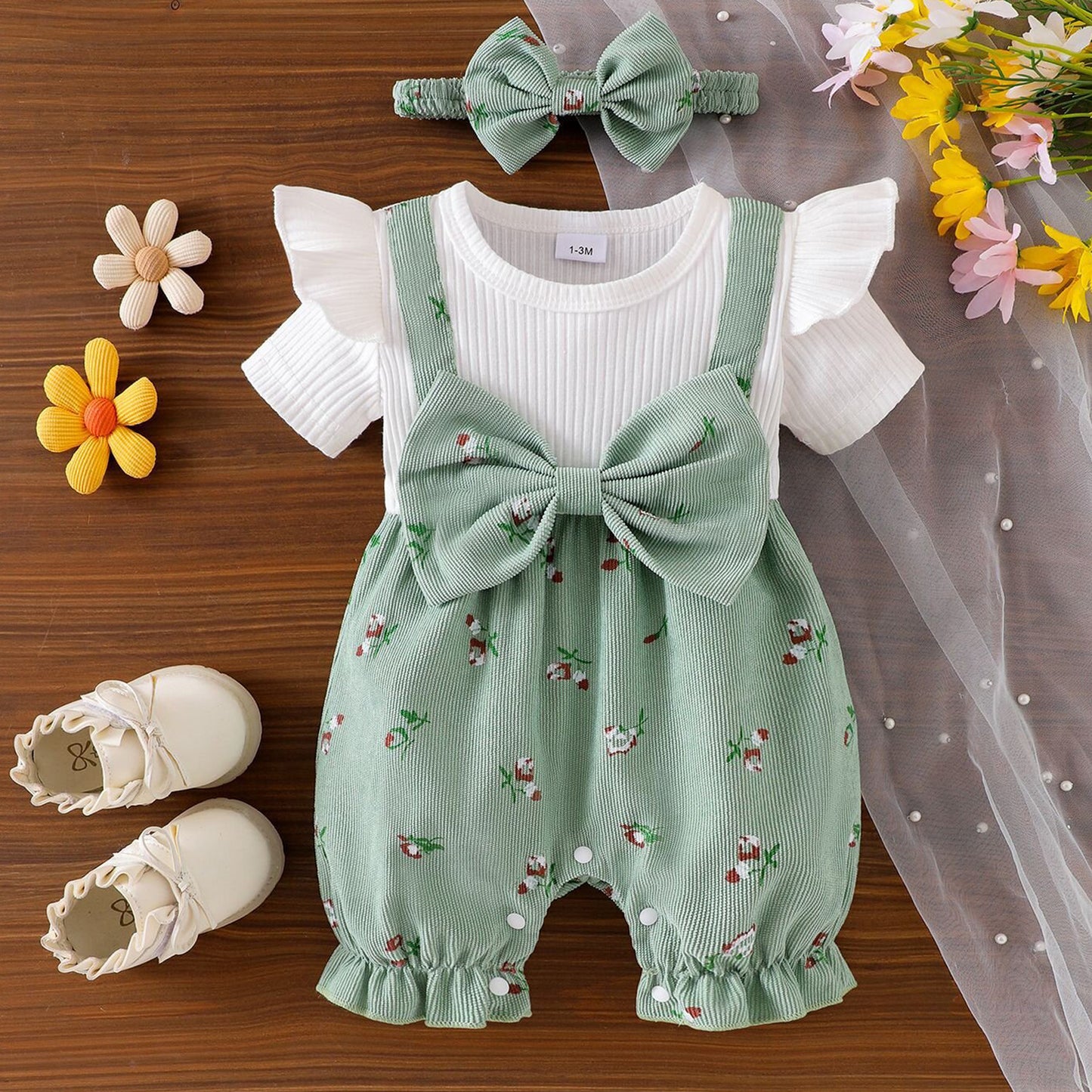 Children's Summer Bowknot Fake Two-piece Suspender Jumpsuit Jumpsuit, Climbing Suit
