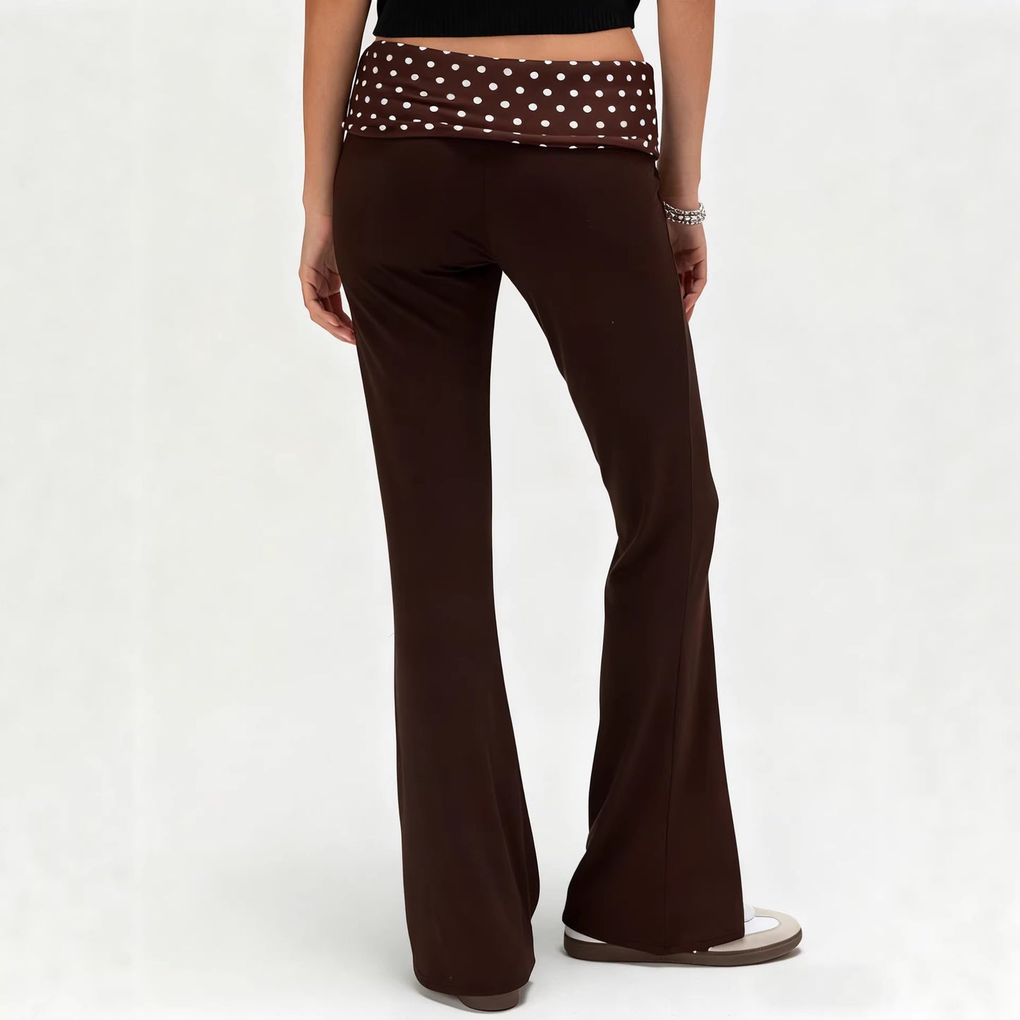 Women's Yoga Polka Dot Stitching Hot Solid Color Low Waist Slim Pants