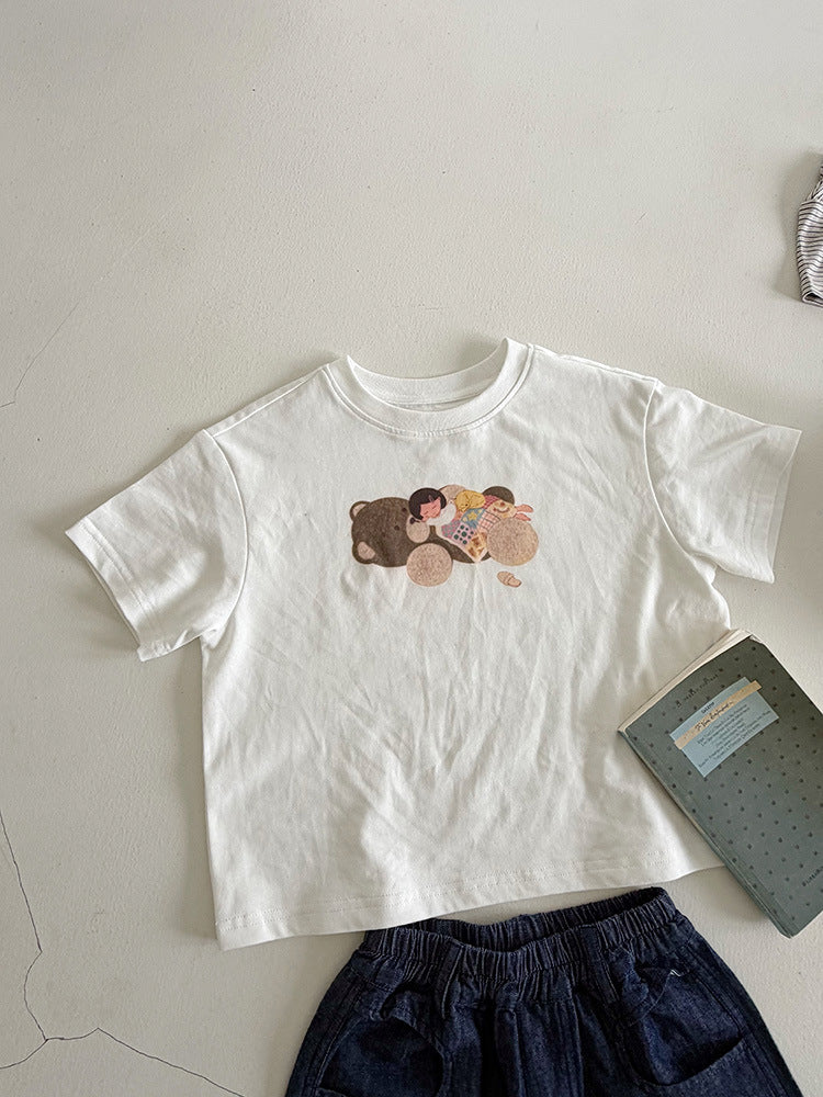 Children's Summer Korean Cartoon Bear Short-sleeved For Boys Digital Children's T-shirt