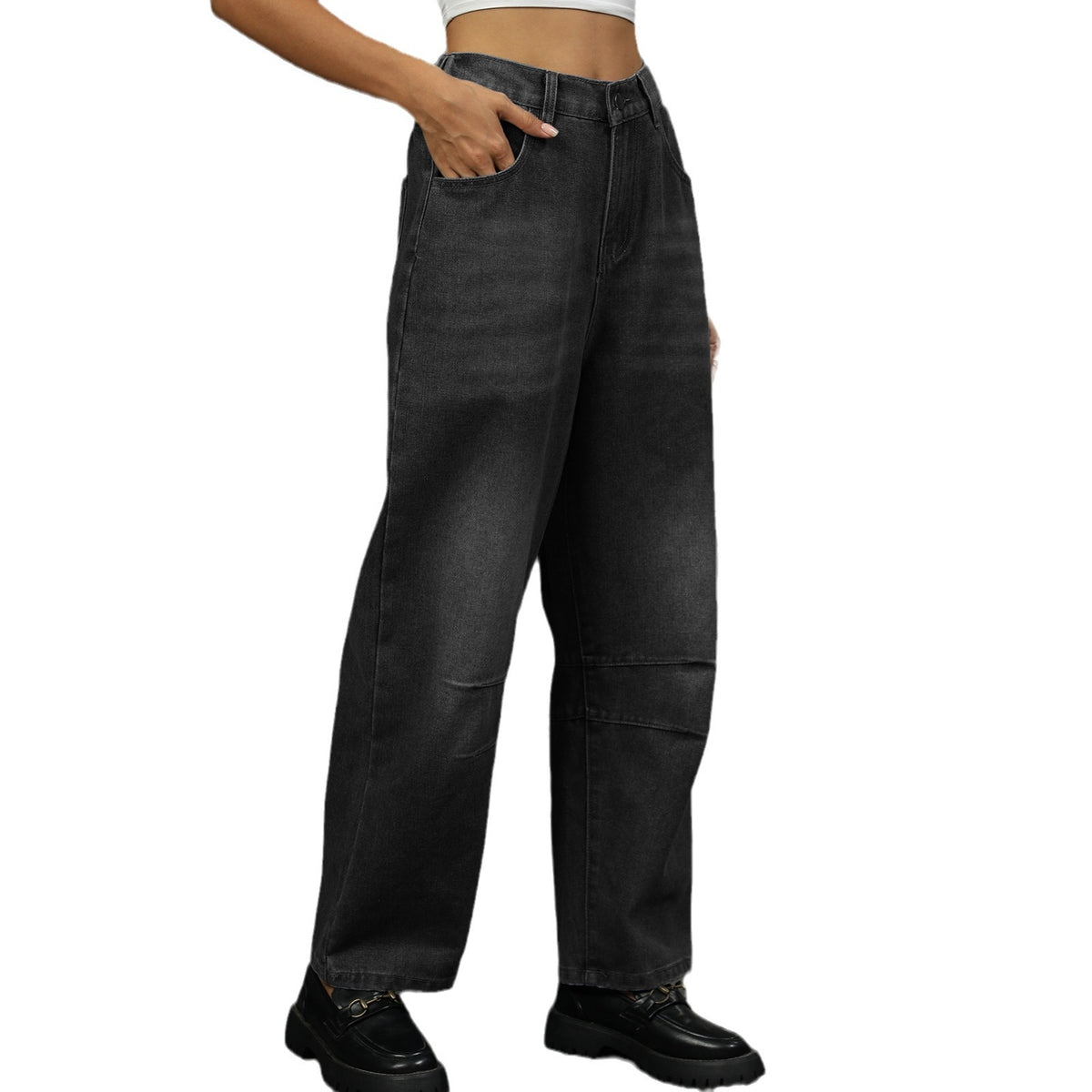 Attractive Women's Washed Loose Harem Cropped Jeans