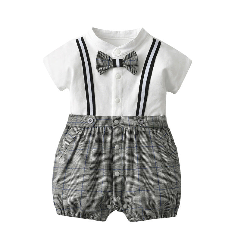 Handsome Boy Gentleman Strap Romper Days Old One Year One-piece Jumpsuit, Climbing Suit