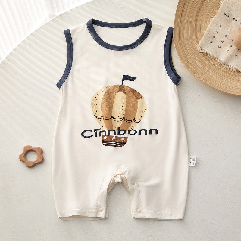 Vest Jumpsuit Summer Thin Modal Rompers Crawling Born Clothes Jumpsuit, Climbing Suit